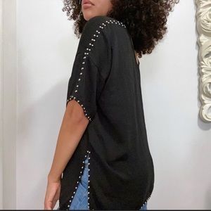 Beaded Loose Fitting T-shirt Blouse